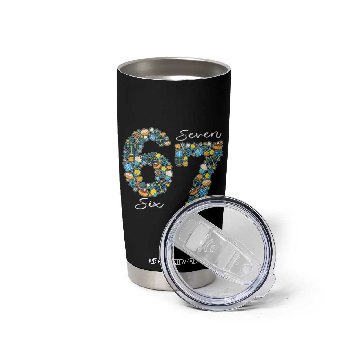 Funny Hanukkah 67 Tumbler Cup Six Seven Meme Chanukah Dreidel Gelt Star Of David TS11 Print Your Wear
