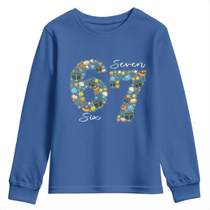 Funny Hanukkah 67 Youth Sweatshirt Six Seven Meme Chanukah Dreidel Gelt Star Of David TS11 Royal Blue Print Your Wear