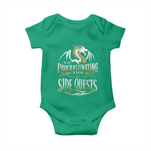 I Am Not Procrastinating I Am Doing Side Quest Baby Onesie Fantasy Game Dragon TS11 Irish Green Print Your Wear