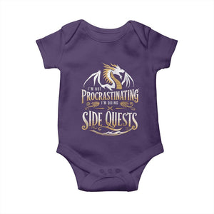 I Am Not Procrastinating I Am Doing Side Quest Baby Onesie Fantasy Game Dragon TS11 Purple Print Your Wear
