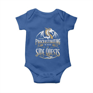 I Am Not Procrastinating I Am Doing Side Quest Baby Onesie Fantasy Game Dragon TS11 Royal Blue Print Your Wear