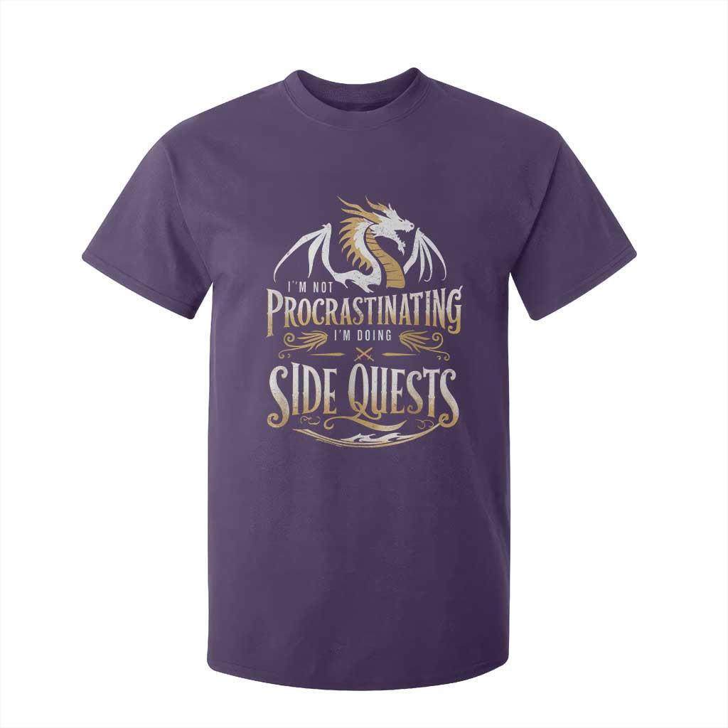 I Am Not Procrastinating I Am Doing Side Quest T Shirt For Kid Fantasy Game Dragon TS11 Purple Print Your Wear