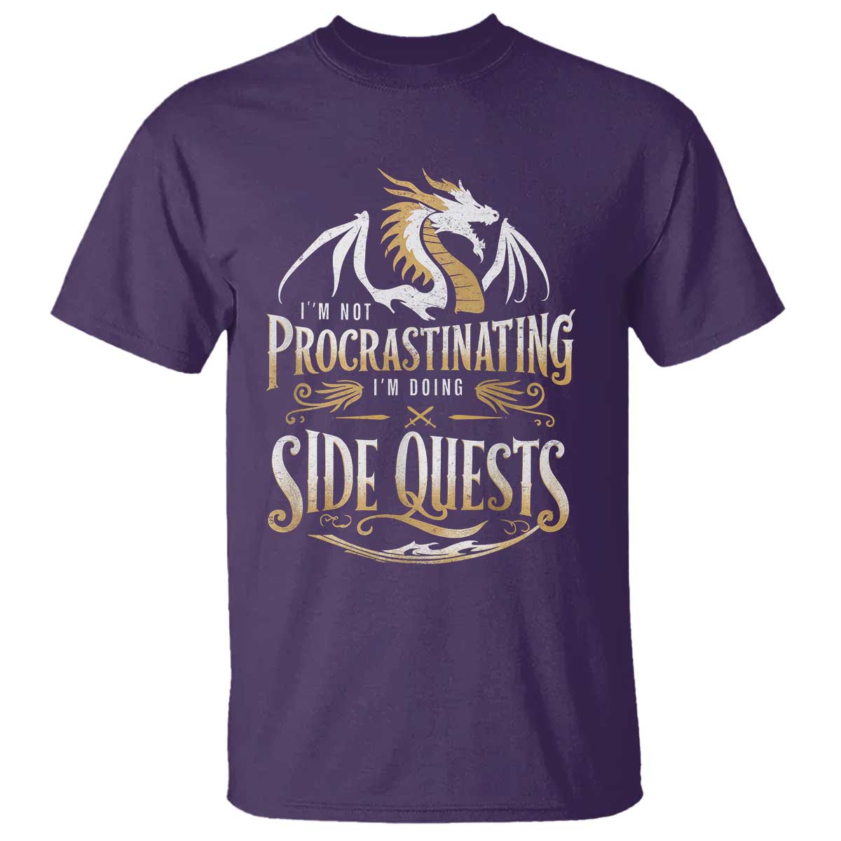 I Am Not Procrastinating I Am Doing Side Quest T Shirt Fantasy Game Dragon TS11 Purple Print Your Wear