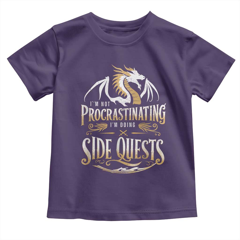 I Am Not Procrastinating I Am Doing Side Quest Toddler T Shirt Fantasy Game Dragon TS11 Purple Print Your Wear