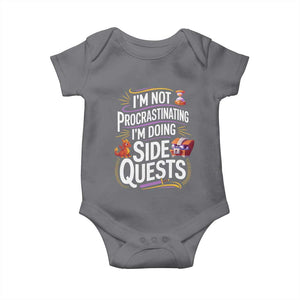 Funny I Am Not Procrastinating I Am Doing Side Quests Baby Onesie Fantasy RPG Gamer TS11 Charcoal Print Your Wear