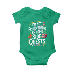Funny I Am Not Procrastinating I Am Doing Side Quests Baby Onesie Fantasy RPG Gamer TS11 Irish Green Print Your Wear