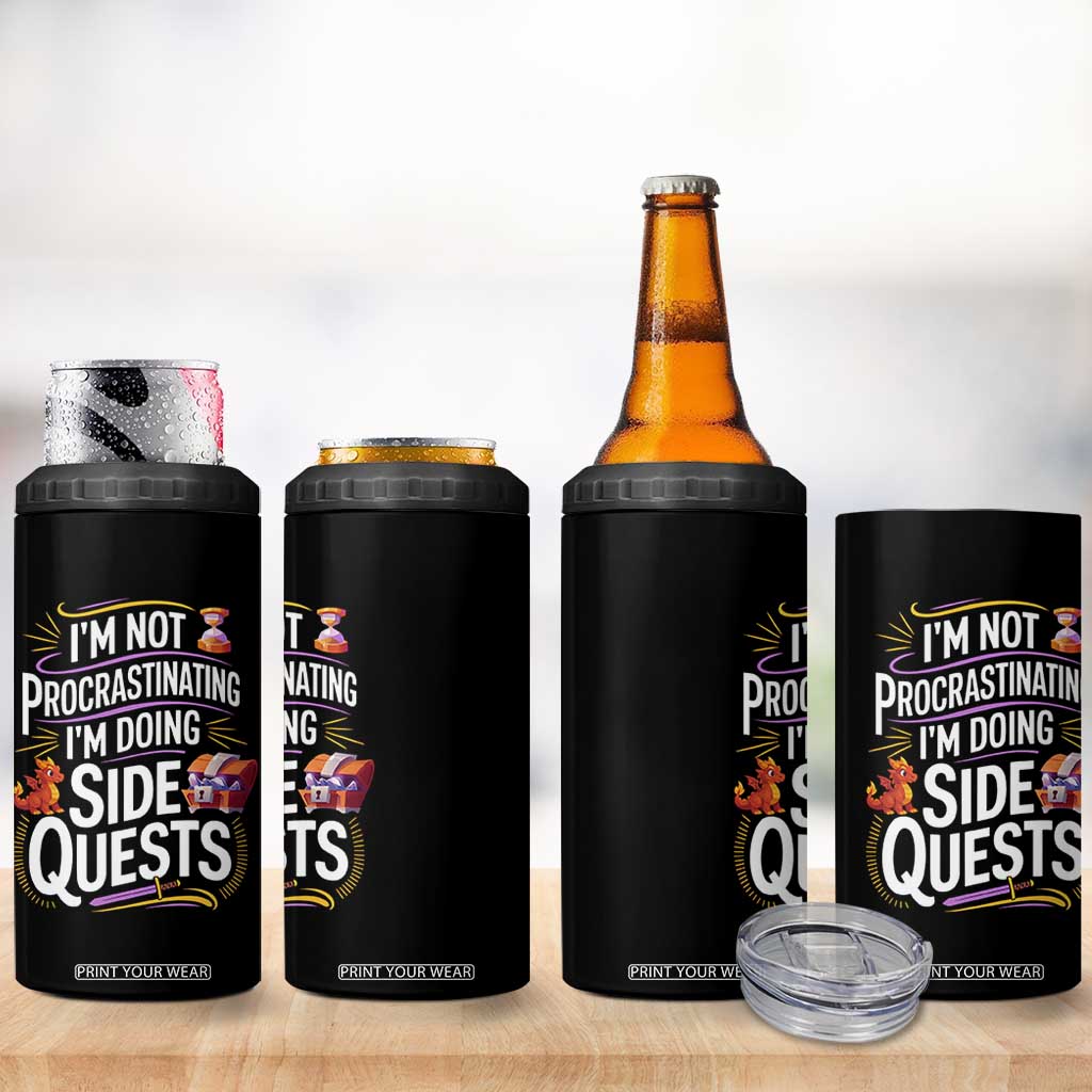 Funny I Am Not Procrastinating I Am Doing Side Quests 4 in 1 Can Cooler Tumbler Fantasy RPG Gamer TS11 Print Your Wear