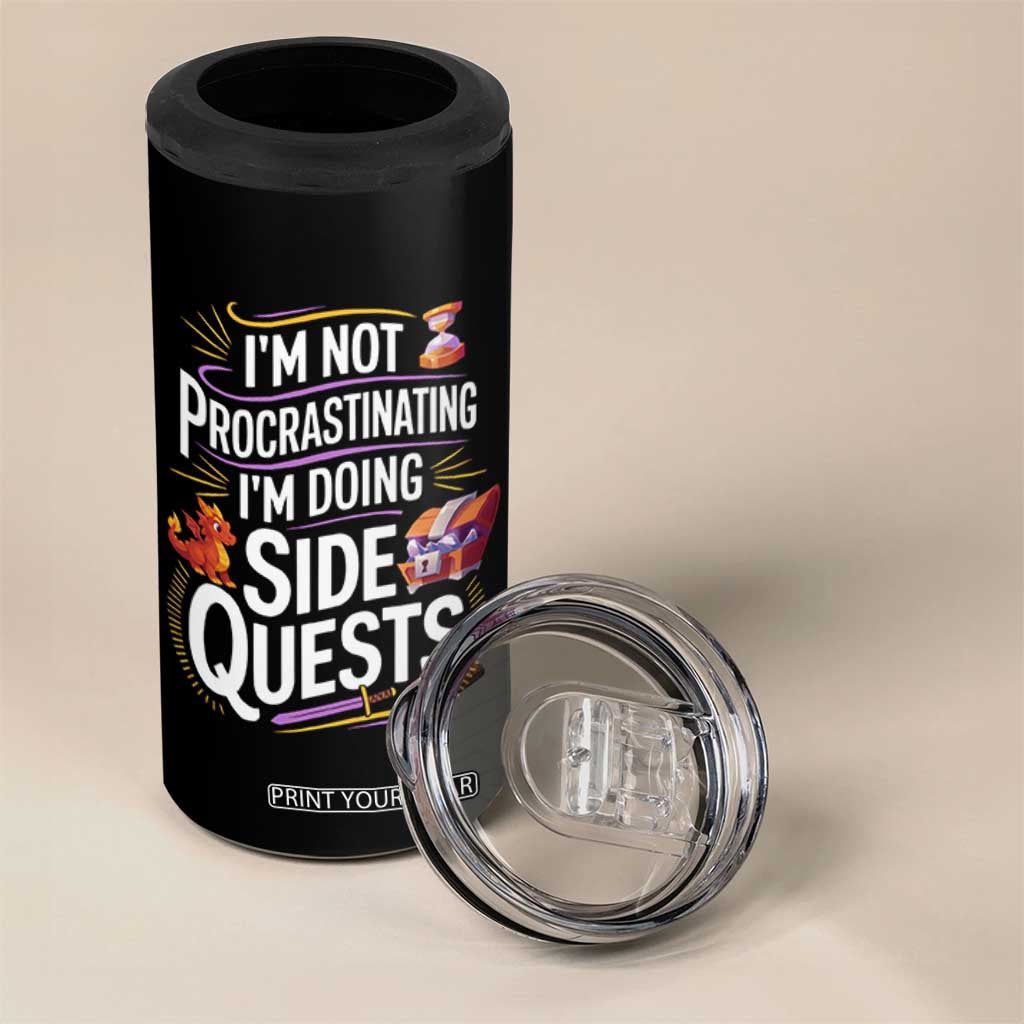 Funny I Am Not Procrastinating I Am Doing Side Quests 4 in 1 Can Cooler Tumbler Fantasy RPG Gamer TS11 Print Your Wear