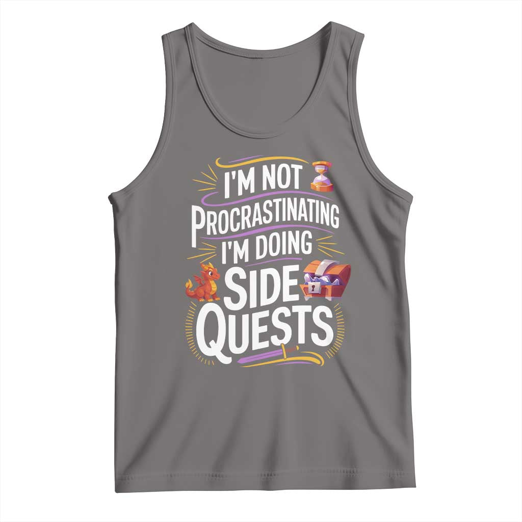 Funny I Am Not Procrastinating I Am Doing Side Quests Tank Top Fantasy RPG Gamer TS11 Deep Heather Print Your Wear
