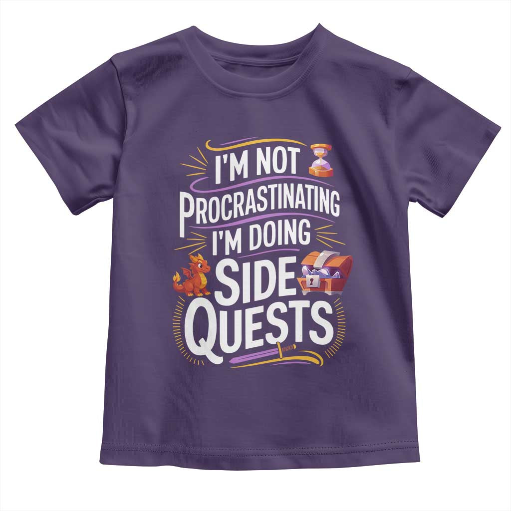 Funny I Am Not Procrastinating I Am Doing Side Quests Toddler T Shirt Fantasy RPG Gamer TS11 Purple Print Your Wear