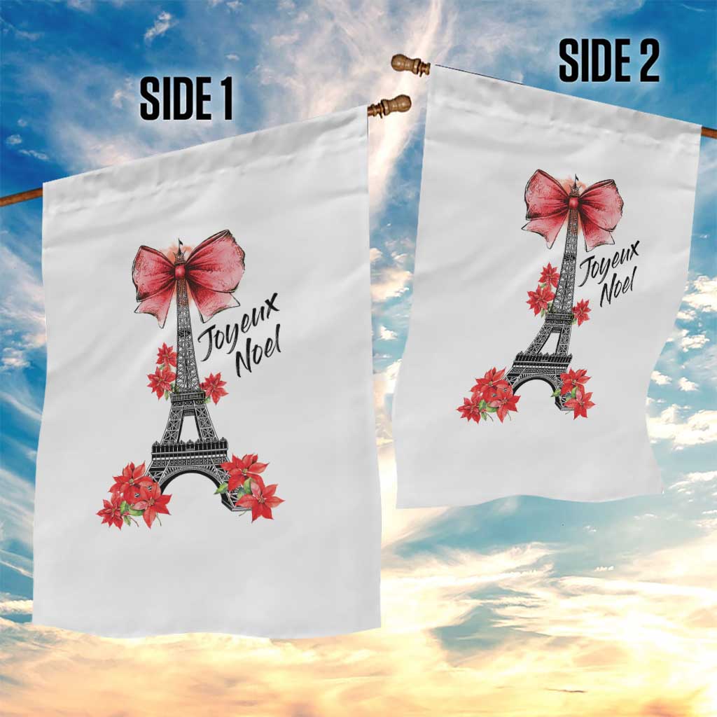 Joyeux Noel Eiffel Tower Garden Flag Christmas In French Coquette Bow TS11 Print Your Wear