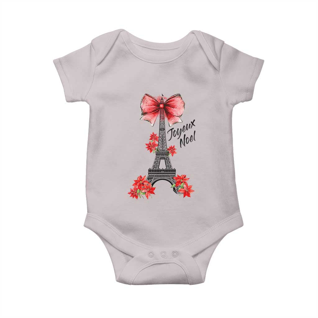 Joyeux Noel Eiffel Tower Baby Onesie Christmas In French Coquette Bow TS11 Ice Gray Print Your Wear