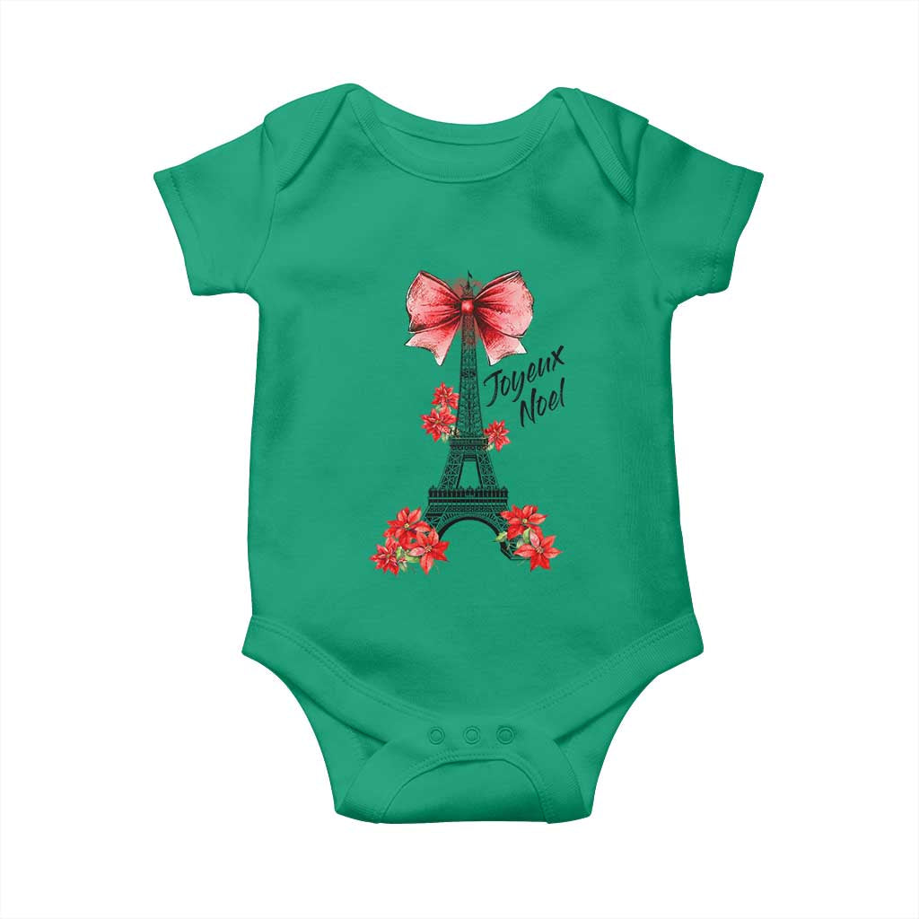 Joyeux Noel Eiffel Tower Baby Onesie Christmas In French Coquette Bow TS11 Irish Green Print Your Wear
