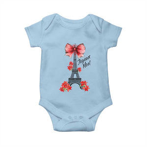 Joyeux Noel Eiffel Tower Baby Onesie Christmas In French Coquette Bow TS11 Light Blue Print Your Wear