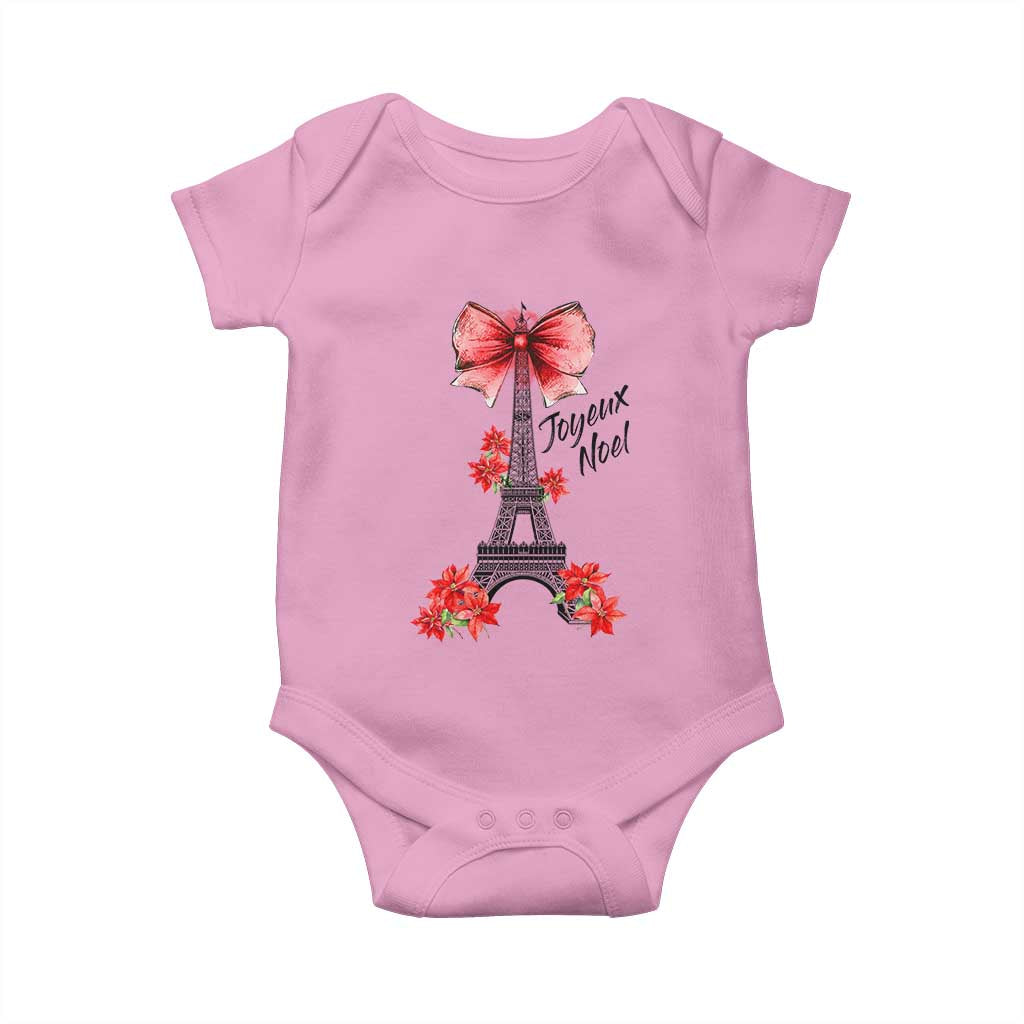 Joyeux Noel Eiffel Tower Baby Onesie Christmas In French Coquette Bow TS11 Light Pink Print Your Wear
