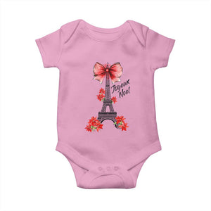 Joyeux Noel Eiffel Tower Baby Onesie Christmas In French Coquette Bow TS11 Light Pink Print Your Wear