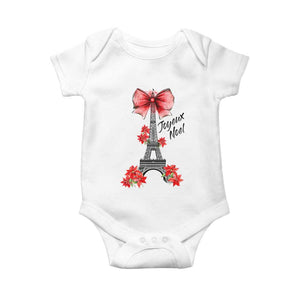 Joyeux Noel Eiffel Tower Baby Onesie Christmas In French Coquette Bow TS11 White Print Your Wear