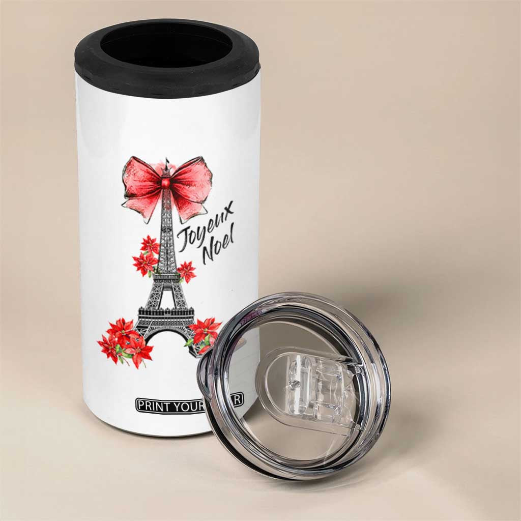 Joyeux Noel Eiffel Tower 4 in 1 Can Cooler Tumbler Christmas In French Coquette Bow TS11 Print Your Wear