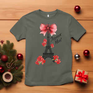 Joyeux Noel Eiffel Tower T Shirt Christmas In French Coquette Bow TS11 Military Green Print Your Wear