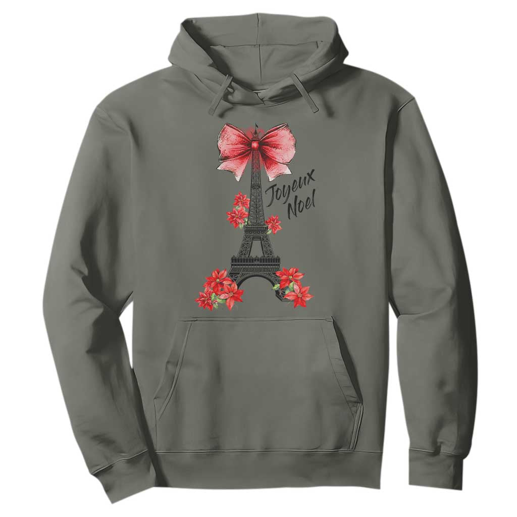 Joyeux Noel Eiffel Tower Hoodie Christmas In French Coquette Bow TS11 Military Green Print Your Wear