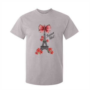 Joyeux Noel Eiffel Tower T Shirt For Kid Christmas In French Coquette Bow TS11 Ice Gray Print Your Wear