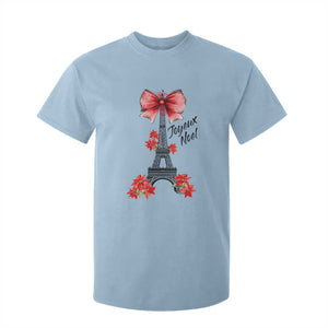Joyeux Noel Eiffel Tower T Shirt For Kid Christmas In French Coquette Bow TS11 Light Blue Print Your Wear