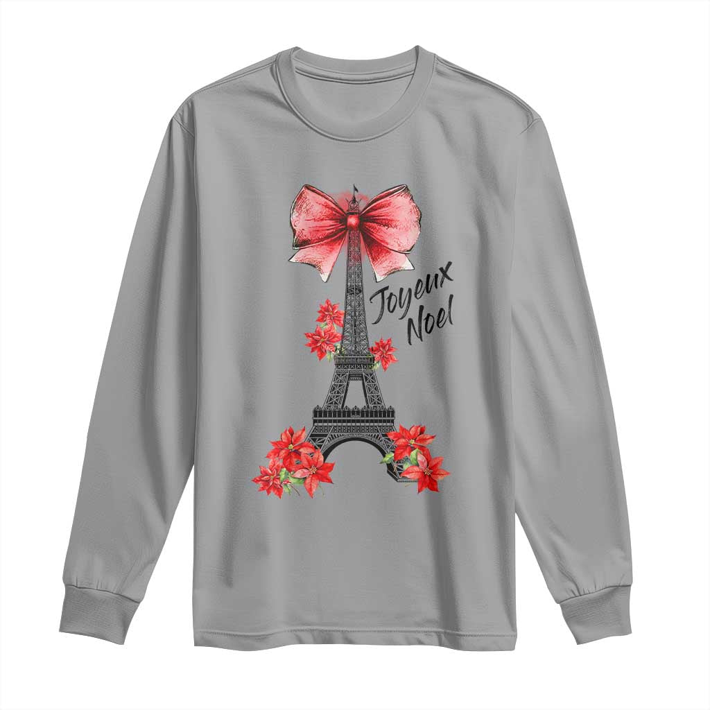 Joyeux Noel Eiffel Tower Long Sleeve Shirt Christmas In French Coquette Bow TS11 Sport Gray Print Your Wear