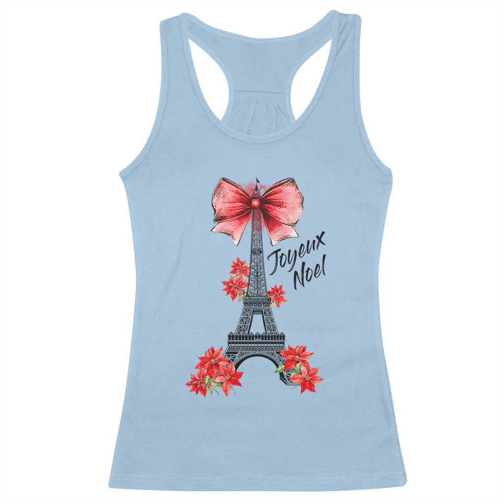 Joyeux Noel Eiffel Tower Racerback Tank Top Christmas In French Coquette Bow TS11 Light Blue Print Your Wear