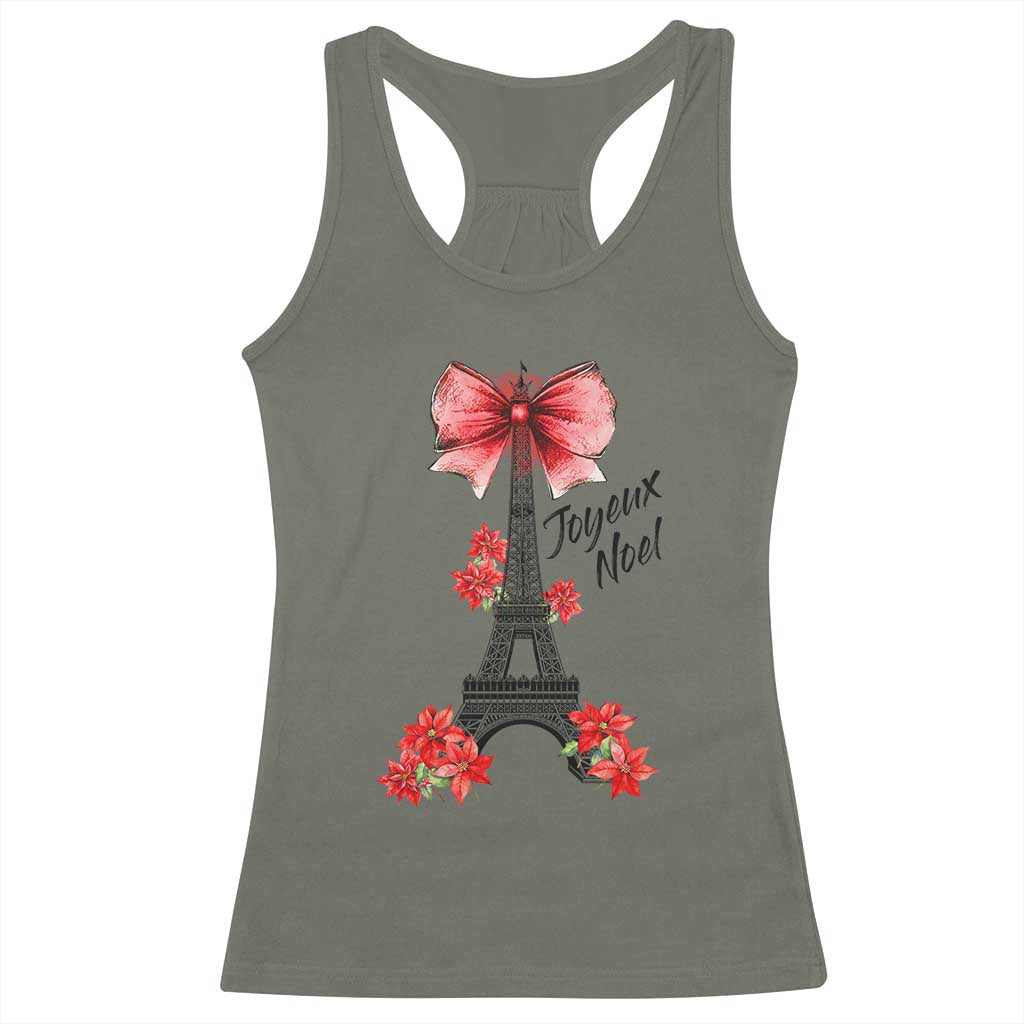 Joyeux Noel Eiffel Tower Racerback Tank Top Christmas In French Coquette Bow TS11 Military Green Print Your Wear