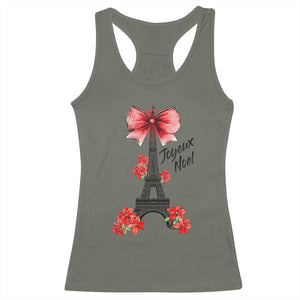 Joyeux Noel Eiffel Tower Racerback Tank Top Christmas In French Coquette Bow TS11 Military Green Print Your Wear