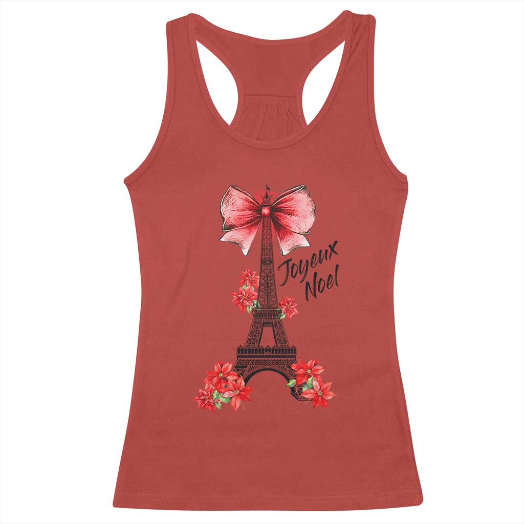 Joyeux Noel Eiffel Tower Racerback Tank Top Christmas In French Coquette Bow TS11 Red Print Your Wear
