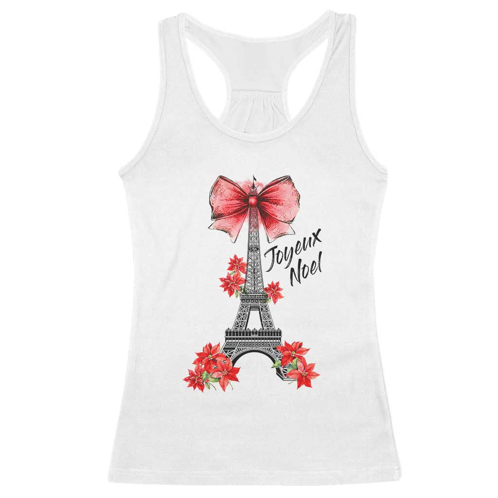 Joyeux Noel Eiffel Tower Racerback Tank Top Christmas In French Coquette Bow TS11 White Print Your Wear