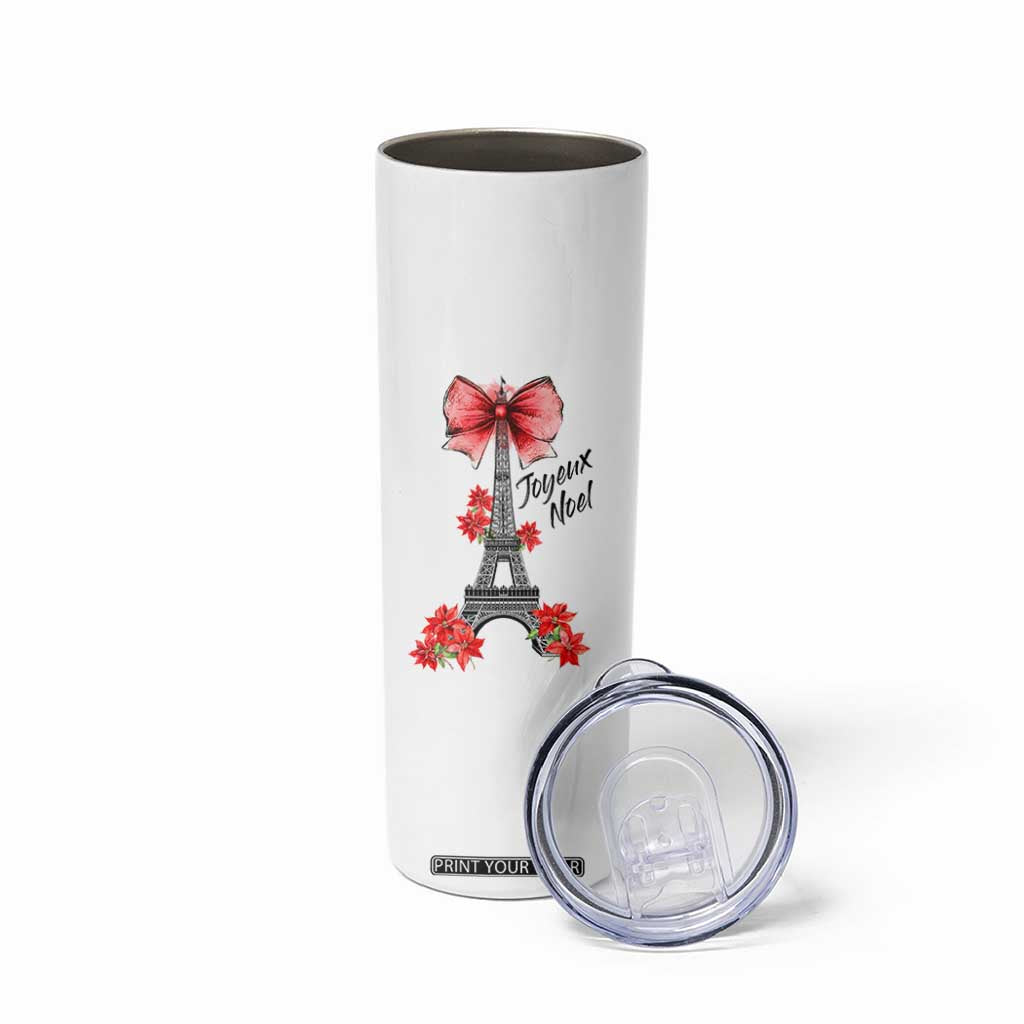 Joyeux Noel Eiffel Tower Skinny Tumbler Christmas In French Coquette Bow TS11 Print Your Wear