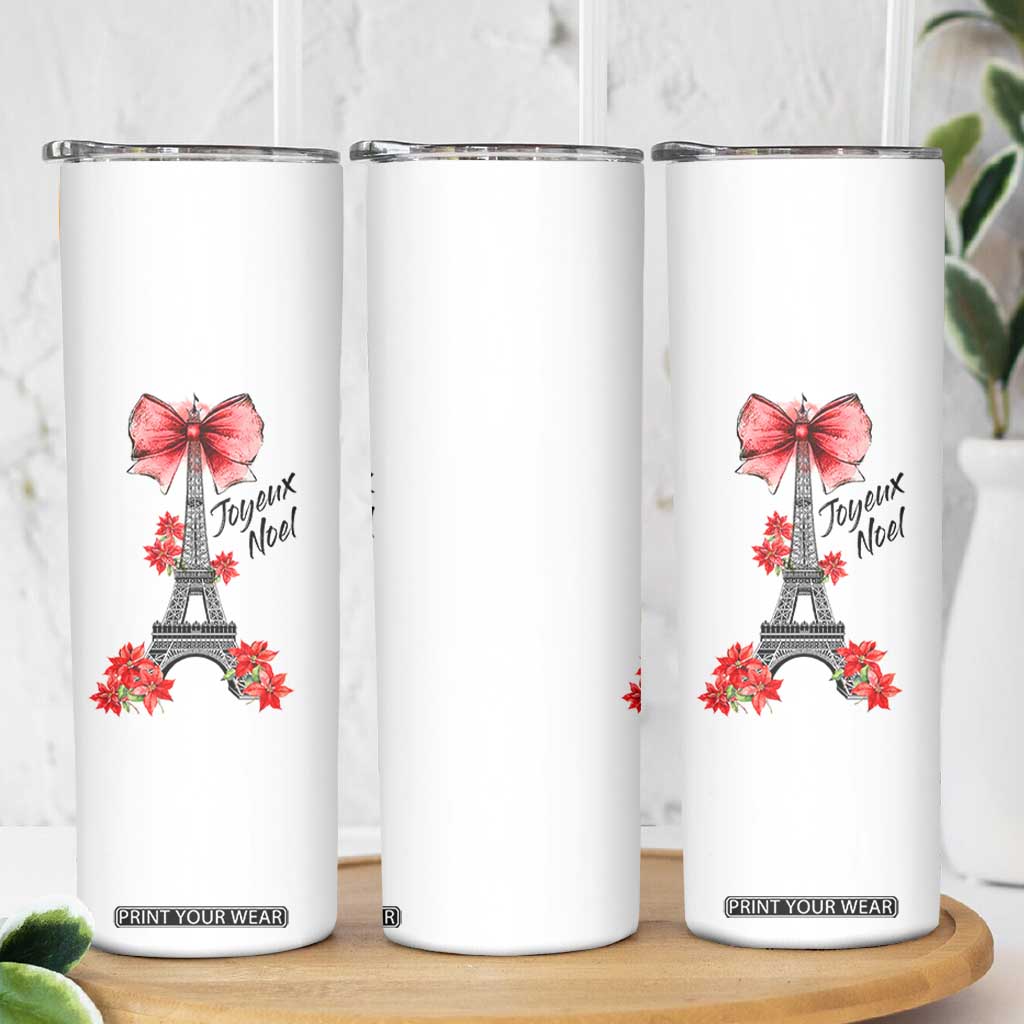 Joyeux Noel Eiffel Tower Skinny Tumbler Christmas In French Coquette Bow TS11 Print Your Wear