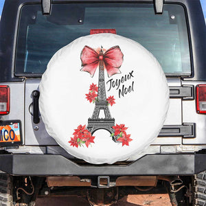 Joyeux Noel Eiffel Tower Spare Tire Cover Christmas In French Coquette Bow TS11 No hole White Print Your Wear