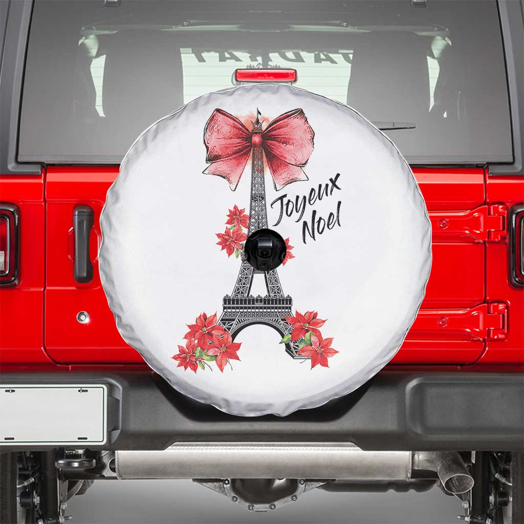 Joyeux Noel Eiffel Tower Spare Tire Cover Christmas In French Coquette Bow TS11 White Print Your Wear