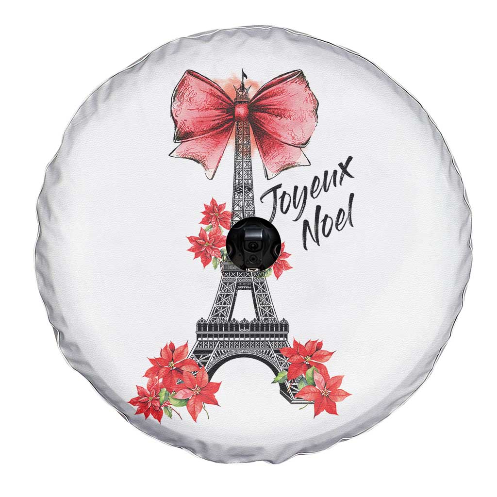 Joyeux Noel Eiffel Tower Spare Tire Cover Christmas In French Coquette Bow TS11 Print Your Wear