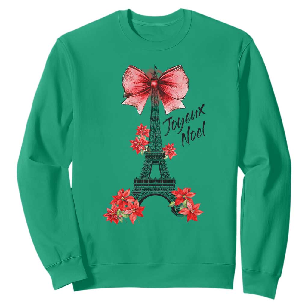 Joyeux Noel Eiffel Tower Sweatshirt Christmas In French Coquette Bow TS11 Irish Green Print Your Wear