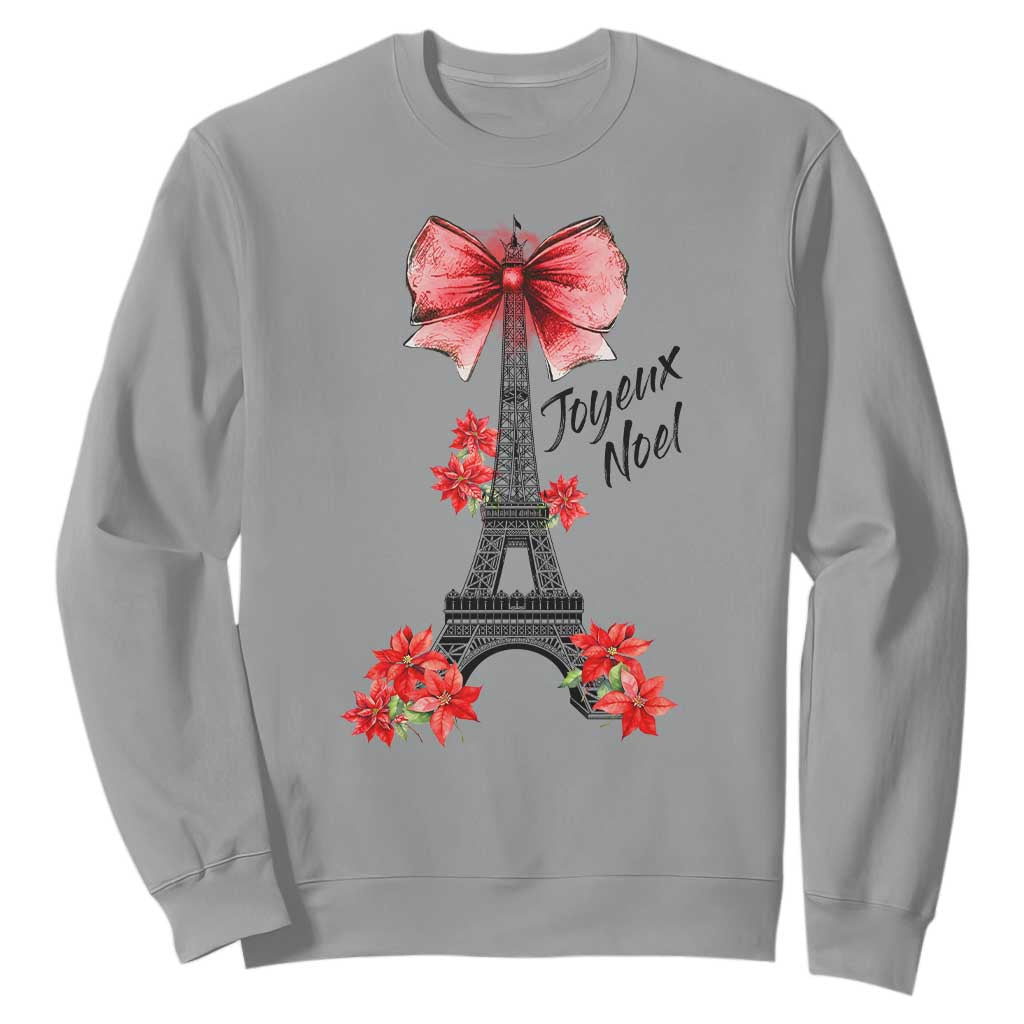 Joyeux Noel Eiffel Tower Sweatshirt Christmas In French Coquette Bow TS11 Sport Gray Print Your Wear