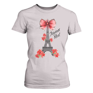 Joyeux Noel Eiffel Tower T Shirt For Women Christmas In French Coquette Bow TS11 Ice Gray Print Your Wear