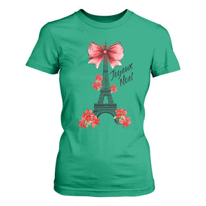 Joyeux Noel Eiffel Tower T Shirt For Women Christmas In French Coquette Bow TS11 Irish Green Print Your Wear
