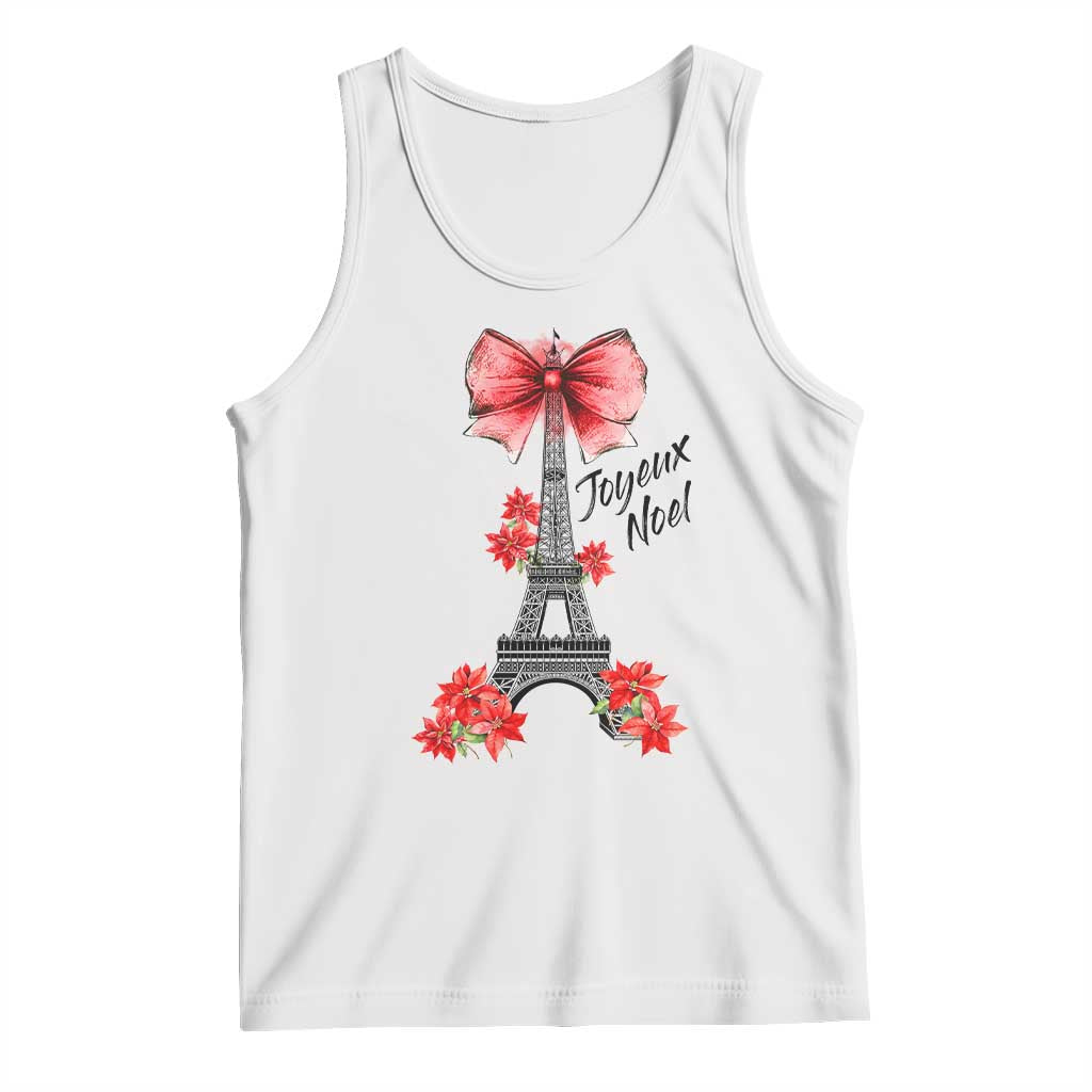 Joyeux Noel Eiffel Tower Tank Top Christmas In French Coquette Bow TS11 White Print Your Wear