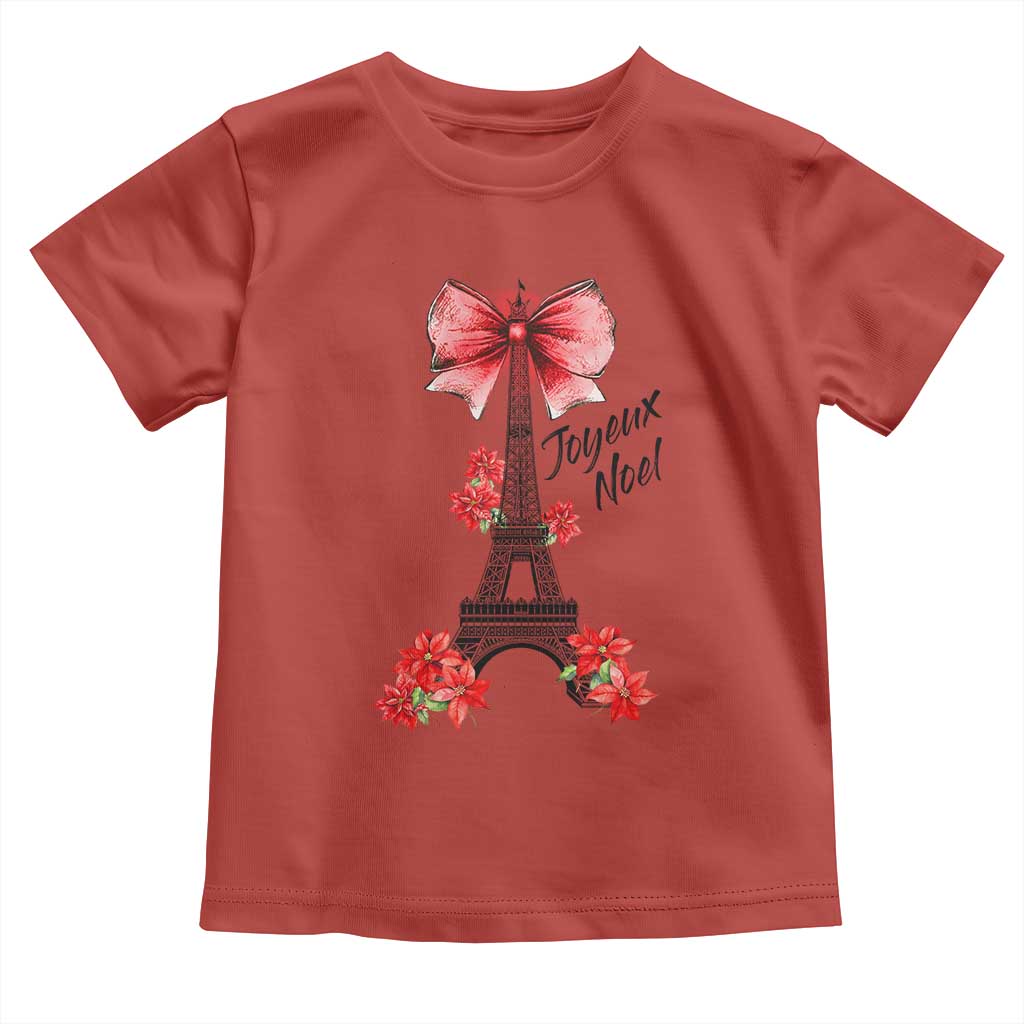 Joyeux Noel Eiffel Tower Toddler T Shirt Christmas In French Coquette Bow TS11 Red Print Your Wear