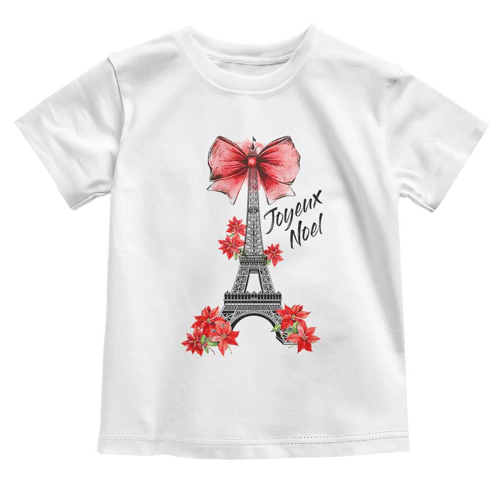 Joyeux Noel Eiffel Tower Toddler T Shirt Christmas In French Coquette Bow TS11 White Print Your Wear