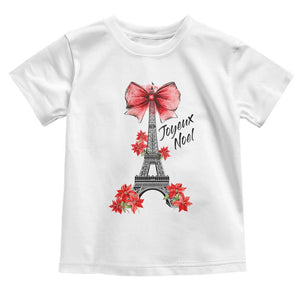 Joyeux Noel Eiffel Tower Toddler T Shirt Christmas In French Coquette Bow TS11 White Print Your Wear