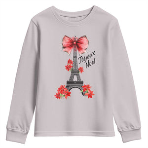 Joyeux Noel Eiffel Tower Youth Sweatshirt Christmas In French Coquette Bow TS11 Ice Gray Print Your Wear