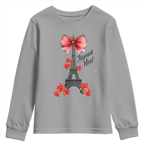 Joyeux Noel Eiffel Tower Youth Sweatshirt Christmas In French Coquette Bow TS11 Sport Gray Print Your Wear