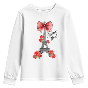 Joyeux Noel Eiffel Tower Youth Sweatshirt Christmas In French Coquette Bow TS11 White Print Your Wear