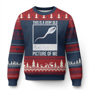 Funny This Is A Very Old Picture Of Me Ugly Christmas Sweater Adult Humor Gag Gift TS11 Navy Red Print Your Wear
