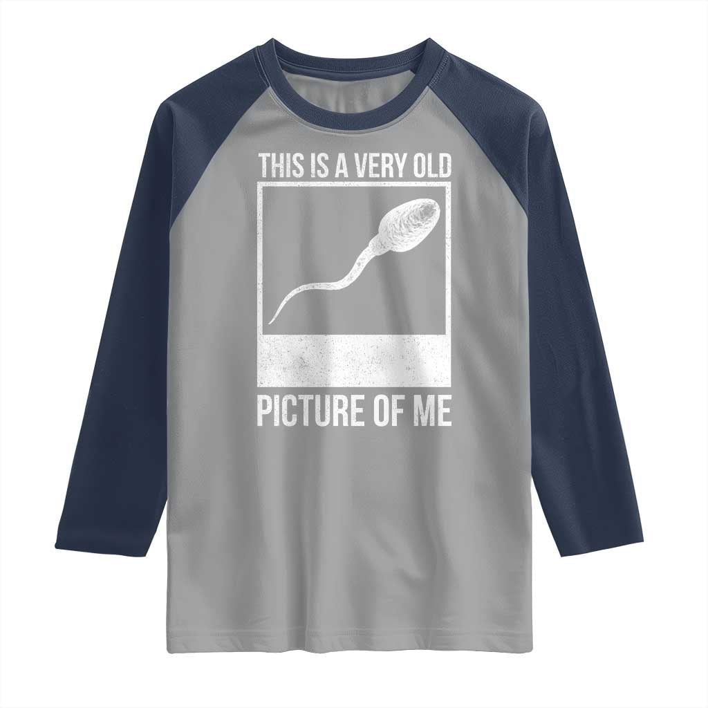 Funny This Is A Very Old Picture Of Me Raglan Shirt Adult Humor Gag Gift TS11 Sport Gray Navy Print Your Wear